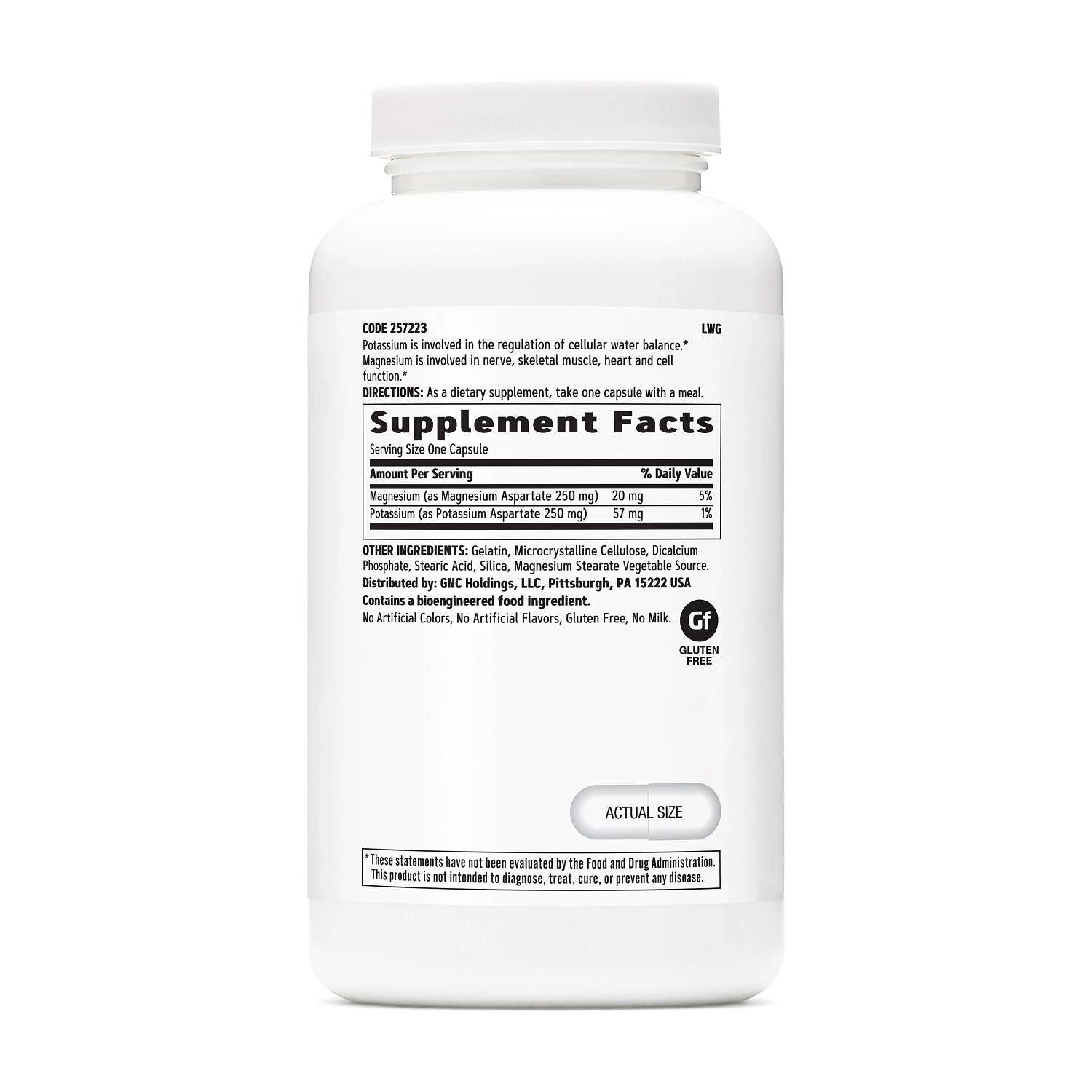 Potassium & Magnesium Aspartate 250 mg - 120 Capsules (120 Servings)